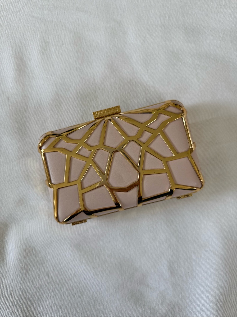 Lulu Townsend Pink and Gold Geometric Hardcase Clutch